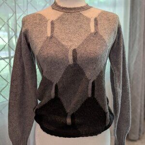 Drumohr 100% Cashmere Crewneck Geometric pattern‎ sweater, Size S 18" pit to pit